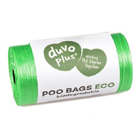 DUVO+ vrecká na zber psích výkalov, 8x20 biologicky rozložiteľných sáčkov, zelená farba