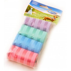 DUVO+ vrecká na zber psích výkalov farebné s prúžkami 4x20ks