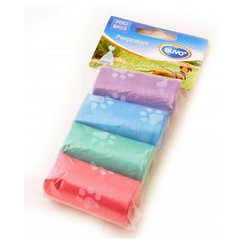 DUVO+vrecká na zber psích výkalov farebné s labkami 4x20ks