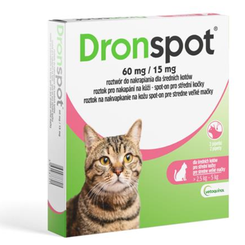 Dronspot 60 mg/15 mg spot on pre stredné mačky 2 x 0,7 ml