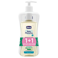 CHICCO Mlieko telové s dávkovačom Baby Moments 500 ml + Šampón Baby Moments 200 ml zdarma