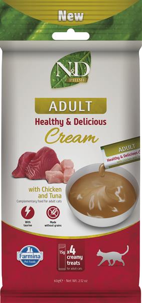 Farmina Creamy N&D Prime Cat with Chicken & Tuna Adult maškrta pre mačky 60 g