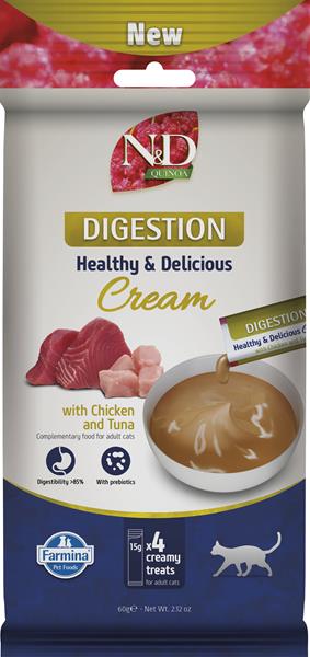 Farmina Creamy N&D Quinoa Cat Digestion with Chicken & Tuna Adult maškrta pre mačky 60 g