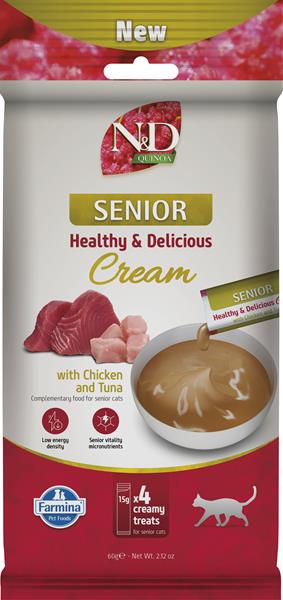 Farmina Creamy N&D Quinoa Cat with Chicken & Tuna Senior maškrta pre mačky 60 g