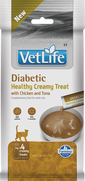 Farmina Creamy Vet Life Cat Diabetic with Chicken & Tuna maškrta pre mačky 60 g
