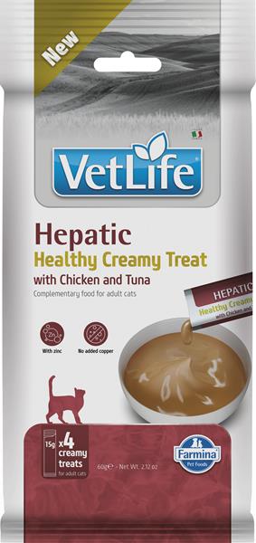 Farmina Creamy Vet Life Cat Hepatic with Chicken & Tuna maškrta pre mačky 60 g