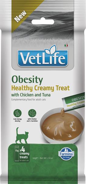 Farmina Creamy Vet Life Cat Obesity with Chicken & Tuna maškrta pre mačky 60 g