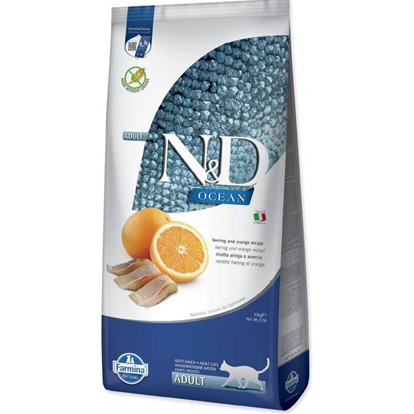 Farmina N&D cat OCEAN (GF) adult, herring & orange 10 kg