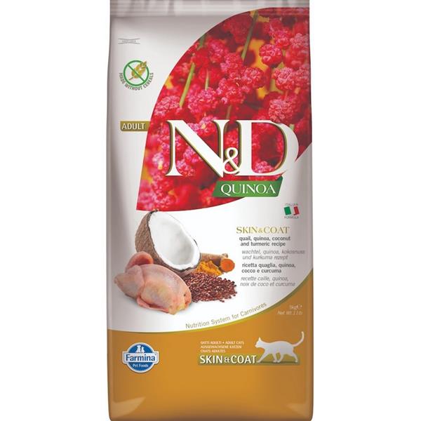 Farmina N&D cat QUINOA (GF) adult skin & coat, quail & coconut 5 kg
