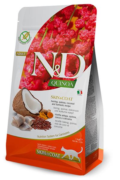 Farmina N&D cat QUINOA adult skin & coat herring krmivo pre dospelé mačky 1,5 kg