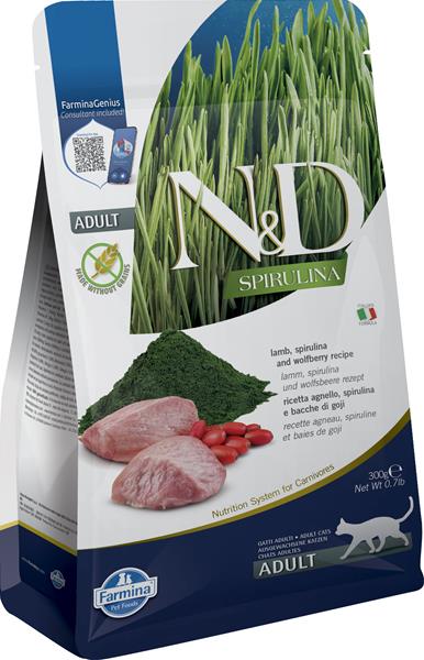 Farmina N&D cat SPIRULINA (GF) adult, lamb & goji granule pre mačky 0,3 kg