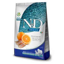 Farmina N&D dog OCEAN (GF) adult medium & maxi, herring & orange 2,5 kg
