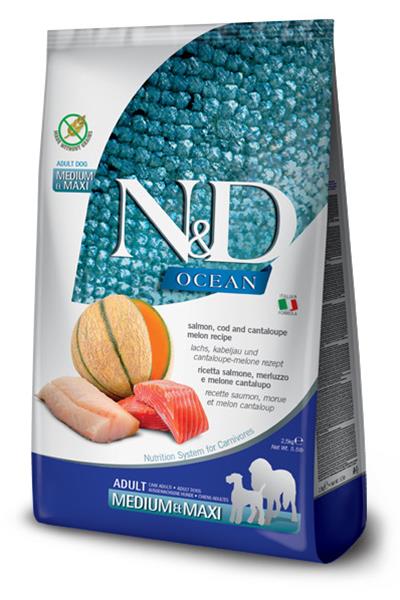 Farmina N&D dog OCEAN (GF) adult medium & maxi, salmon, cod & cantaloupe melon 2,5 kg