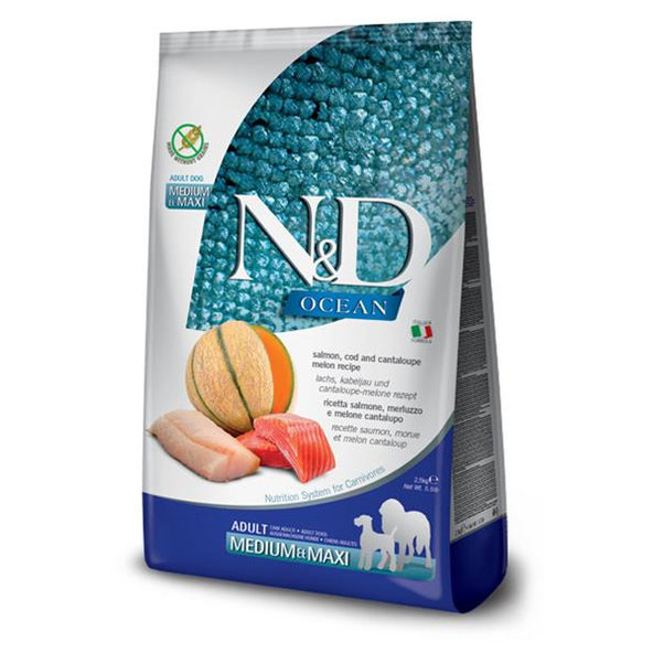 Farmina N&D dog OCEAN (GF) adult medium & maxi, salmon, cod & cantaloupe melon 2,5 kg