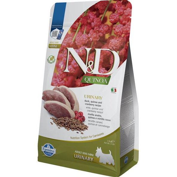 Farmina N&D dog QUINOA (GF) adult mini urinary , duck & cranberry granule pre psy 1,5 kg