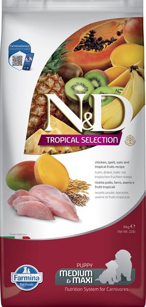 Farmina N&D dog TROPICAL SELECTION (AG) puppy med/maxi chicken granule pre psy 10 kg