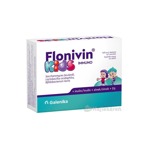 Flonivin KIDS IMMUNO prášok (prospešné baktérie + inulín + zinok + D3) vrecúška 20ks