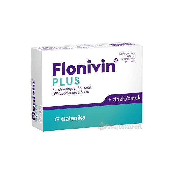 Flonivin PLUS výživový doplnok (Saccharomyces + Bifidobacterium + zinok) 30cps
