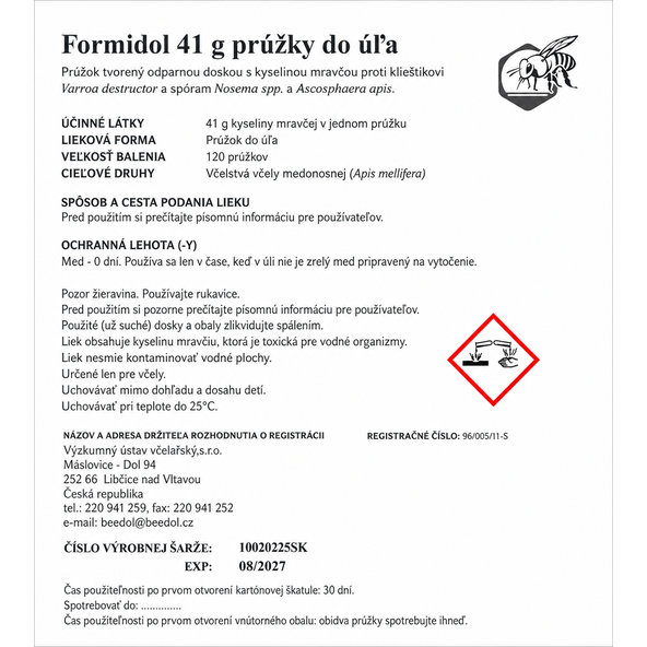 Formidol doštičky do úľa proti roztočom 2 ks