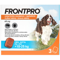 FRONTPRO L 68mg žuvacie tablety pre psy proti kliešťom a blchám >10–25 kg, 3tbl