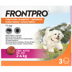 FRONTPRO S 11mg žuvacie tablety pre psy proti kliešťom a blchám 2–4kg, 3tbl