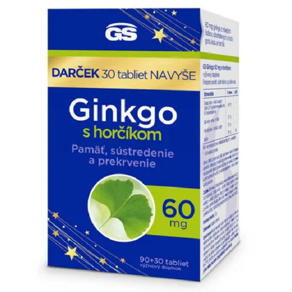 GS Ginkgo 60mg s horčíkom Darček 90+30 navyše (120tbl)