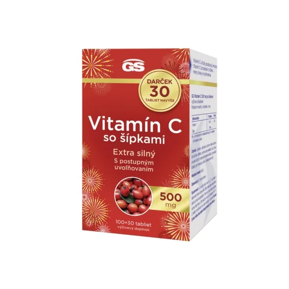 GS Vitamín C 1000 mg so šípkami 2025 Darček 100 + 30 tabliet navyše