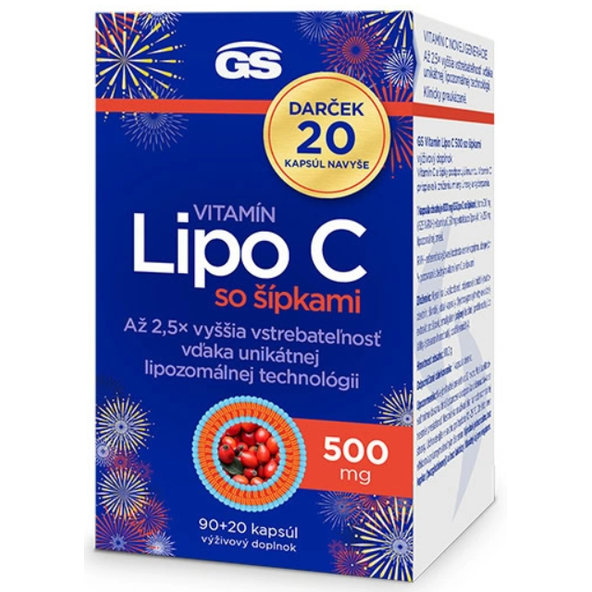 GS Vitamín Lipo C 500 mg so šípkami Darček 90+20 navyše 110ks