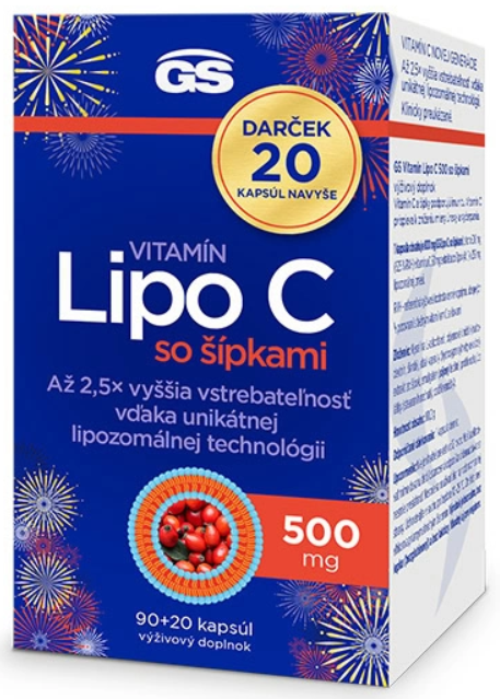 GS Vitamín Lipo C 500 mg so šípkami Darček 90+20 navyše 110ks