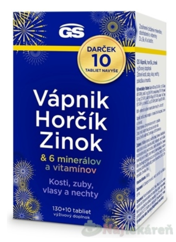 GS Vápnik Horčík Zinok Darček + 6 minerálov a vitamínov 130+10 navyše 140ks