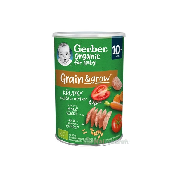 Gerber Organic CHRUMKY Pšenično-ovsené s rajčinami a mrkvou (od ukonč. 10. mesiaca) 35g