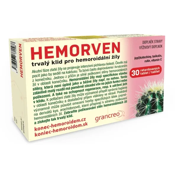 HEMORVEN pri ťažkostiach s hemoroidálnymi žilami (hemoroidmi) 30 tabliet