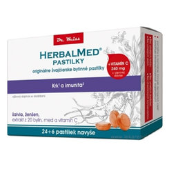 HERBALMED PASTILKY krk a imunita - Dr.Weiss šalvia, ženšen, 20 bylín, vit.C pastilky 24+6ks