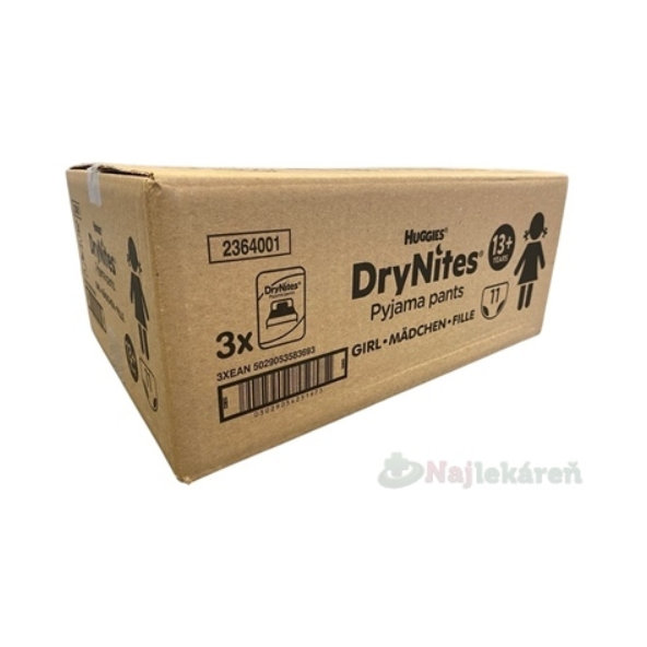 HUGGIES DryNites XL plienkové nohavičky pre dievčatá 13r+ JUMBO 48-60kg 3x11ks