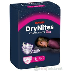 HUGGIES DryNites XL pre dievčatá 13+ rokov plienkové nohavičky 48-60kg 9ks