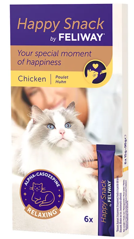 Happy Snack by Feliway kuracia maškrta pre mačky 6 x 15 g