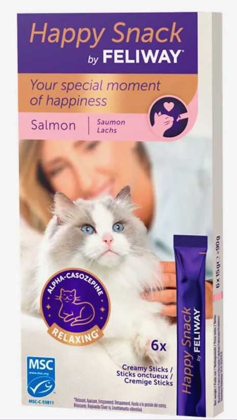 Happy Snack by Feliway losos maškrta pre mačky 6 x 15 g