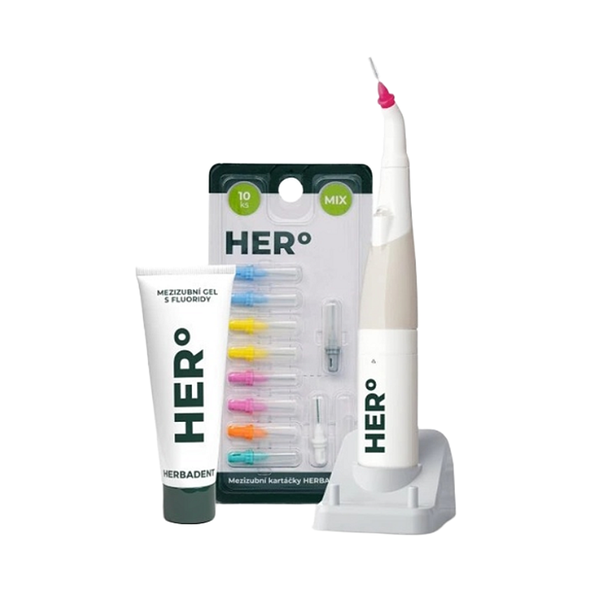 HERBADENT HERo ELECTRA Medzizubná elektrická kefka s nádstavcami a medzizubným gélom 1 set