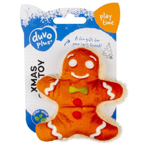 Hračka pre mačky DUVO+ Vianočný perník s catnipom chlapec 8x9x2,5cm