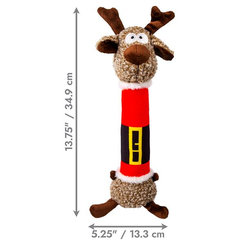 Hračka pre psy Kong Dog Holiday Sherps™ Reindeer s pískatkom, polyester, červená M