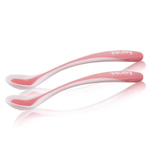 NUBY Lyžička kŕmiaca termo 2 ks, 3 m+ červená