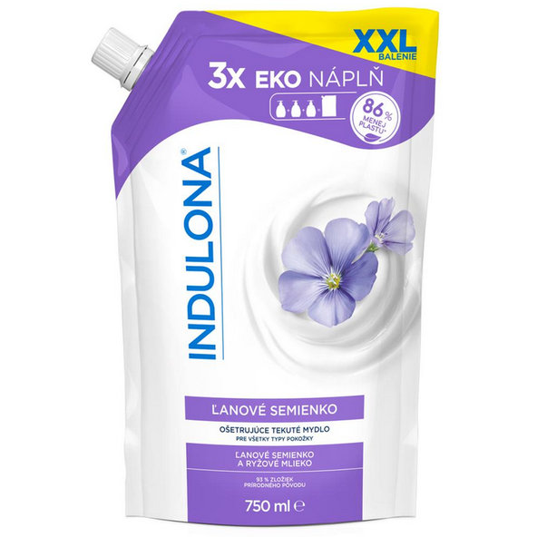 INDULONA Tekuté mydlo ĽANOVÉ SEMIENKO ošetrujúce na ruky náhradná náplň 750ml