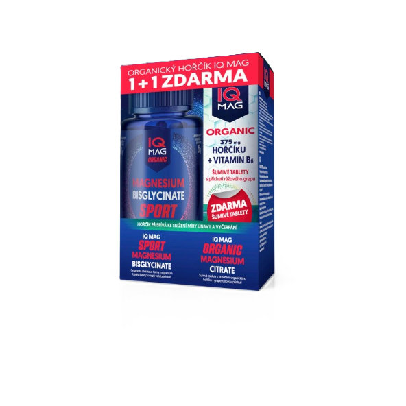 IQ Mag 1+1 SPORT organický horčík + rozpustný horčík + B6 sada