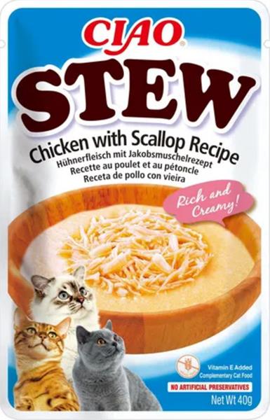 Inaba CIAO Stew Cat kura s hrebenatkou kapsička pre mačky 40 g