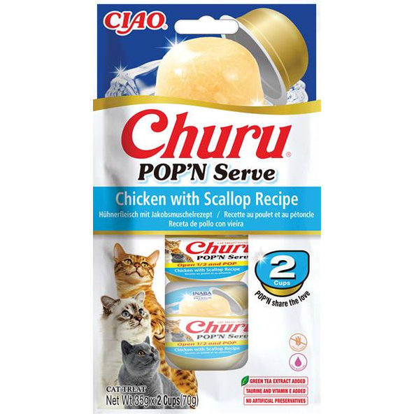Inaba Churu POP'N Serve cat maškrta pre mačky kura & hrebenatky 2x35 g
