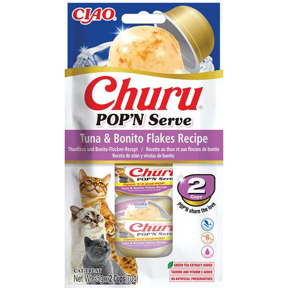 Inaba Churu POP'N Serve cat maškrta pre mačky tuniak s bonito vločkami 2x35 g