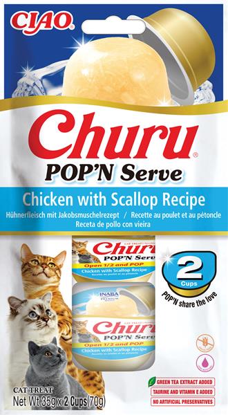 Inaba Churu POP'N Serve cat maškrta pre mačky kura & hrebenatky 2x35 g