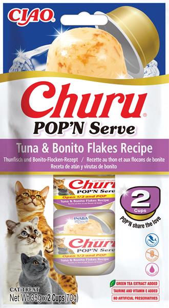 Inaba Churu POP'N Serve cat maškrta pre mačky tuniak s bonito vločkami 2x35 g