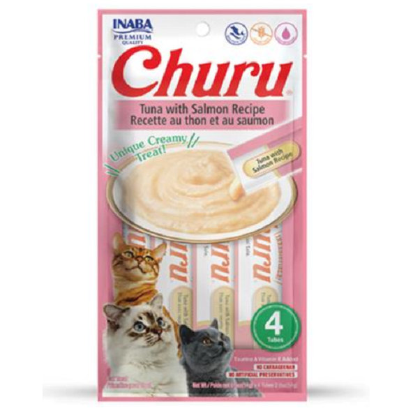 Inaba Churu Pyré cat maškrta pre mačky Tuniak s lososom 4tuby 56g