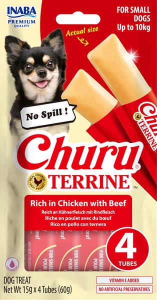 Inaba Churu Terrine dog maškrta pre psy kura s hovädzím 4x15 g